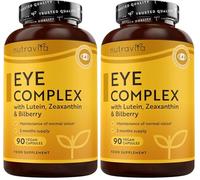 Nutravita Lutein Natural Eye Supplement - 90 Vegan Capsules - Zeaxanthin, Bilberry Extract, Vitamins A, B12 & Zinc - for Maintenance of Normal Vision - Made in The UK (Pack of 2)