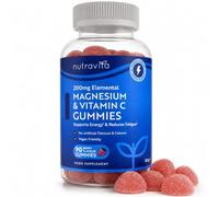 Nutravita Magnesium Citrate Gummies with Vitamin C - 90 Vegan Gummies | High Strength 2136mg Citrate - 200mg Elemental Mg - Magnesium Supplements + Vit C - Energy & Reduce Fatigue - Berry Flavour