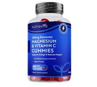 Nutravita Magnesium Citrate Gummies with Vitamin C - Vegan High Strength 2136mg Citrate Offering 200mg Elemental Mg - Magnesium Supplements with Vit C - Support Energy & Reduce Fatigue - Berry Flavour