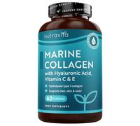 Nutravita Marine Collagen Capsules 1000mg & Hyaluronic Acid - 60 Capsules | Type 1 Hydrolysed Marine Collagen Supplements for Women & Men - Hyaluronic Acid, Vitamin C, Vitamin E, B & Zinc - Made in UK