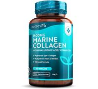 Nutravita Marine Collagen Tablets 1400mg Enhanced with Hyaluronic Acid - Hydrolysed Collagen Supplements for Women and Men - 120 Tablets (2 Month Supply) - with Vitamin C, Vitamin E & Zinc