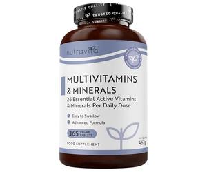 Nutravita Multivitamin Tablets for Women & Men - 365 Vegan Tablets - 1 Year Supply of Multivitamins - Immune System Support - Multi Vitamins - 26 Essential Active Vitamins & Minerals - Made in the UK