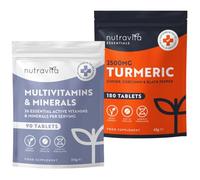 Nutravita Multivitamin + Turmeric Bundle - High Strength Multivitamins & Minerals (90 Tablets), 2500mg Turmeric with Black Pepper, Ginger & Curcumin - 3 Month Essentials Bundle