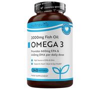 Nutravita Omega 3 Capsules High Strength 2000mg - Which? Best Buy | Omega 3 Fish Oil Capsules with 660mg EPA & 440mg DHA - 240 Softgels - Heart, Brain & Vision - Friend of the Sea Certified