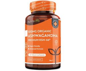 Nutravita Organic Ashwagandha KSM-66® with 5% Withanolides - Vegan Friendly with The Highest Concentration Most Bioavailable Full-Spectrum Root Powder for Immune Support - Made in The UK