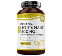 Nutravita Organic Lions Mane Mushroom 1500mg - 120 High Strength Capsules