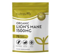 Nutravita Organic Lions Mane Mushroom 1500mg - 75 High Strength Capsules