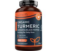 Nutravita Organic Turmeric 1440mg High Strength Black Pepper Ginger 180 Capsules