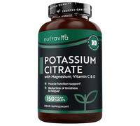 Nutravita Potassium Supplements 1540mg with Vitamin C, D & Magnesium - 150 Vegan Tablets - High Strength Potassium Citrate - Electrolytes Support - Contributes to Normal Muscle Function