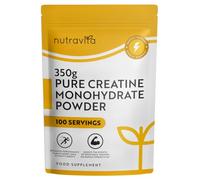 Nutravita Pure Creatine Monohydrate Powder - 350g Unflavoured Vegan Micronised Creatine Powder (100 Day Supply) - Pre Workout Supplement for Men & Women with Scoop Included - UK Made