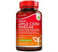 Nutravita Raw Apple Cider Vinegar 1650MG with The Mother - High Strength - 180 Vegan Capsules (Not Tablets) - Boosted with Turmeric, Black Pepper & Ginger - Perfect for Keto Diet
