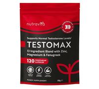 Nutravita TESTOMAX Testosterone Booster for Men - 120 Capsules | 13 Powerful Active Ingredients & Vitamins Including Zinc, Maca Root Extract, Fenugr inseng - Made in the UK