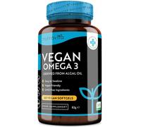 Nutravita Vegan High Strength Omega 3 2000mg Soft Gels - 600mg DHA & 300mg EPA per Serving - Plant-Based Omega 3 Softgels Derived from Sustainable Algal Oil - 60 Vegan Softgels - Made in The UK