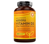 Nutravita Vegetarian Vitamin D 4000 IU - 500 Micro VIT D Tablets for 16 Months of Supply - VIT D3 for Immunity, Bones & Muscles - High Strength Vitamin D Tablets for Men & Women - Made in The UK