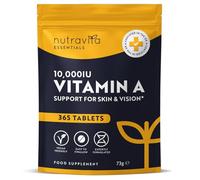 Nutravita Vitamin A 10,000 IU - 365 Vitamin A Tablets (1 Year Supply) - High Strength VIT A Supplement for Normal Skin, Eyes & Immune System - Alternative to Capsules - Vegan Friendly
