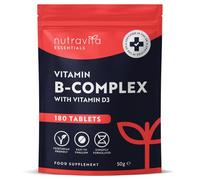 Nutravita Vitamin B Complex - 180 High Strength Tablets (6 Months Supply) - All 8 B Vitamins B1-B2-B5-B6-B12, Biotin, Folic Acid and Vitamin D3
