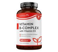 Nutravita Vitamin B Complex High Potency - 1 Full Year Supply - 8 Vitamins B1-B2-B3-B5-B6-B12, Biotin, Folic Acid & VIT D3 in 1 High Strength Micro Tablet - Reduction of Tiredness - Made in The UK