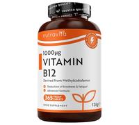 Nutravita Vitamin B12 1000mcg - 365 High Strength Vegan Tablets (1 Year Supply) - Max Strength B12 Supplement - Contributes to The Reduction of Tiredness and Fatigue - Made in The UK