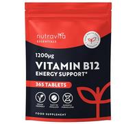 Nutravita Vitamin B12 Tablets High Strength - 365 Vegan VIT B Tablets | 1200mcg B12 Vitamin with Methylcobalamin - Contributes to The Reduction of Tiredness and Fatigue - Made in The UK