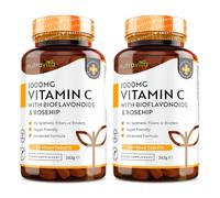Nutravita Vitamin C 1000mg - 360 VIT C Tablets, 2 x 180-1 Year Supply | High Strength Ascorbic Acid - Added Bioflavonoids & Rosehip - Normal Immune System - Vegan & Vegetarian - Made in the UK