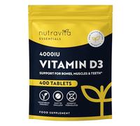 Nutravita Vitamin D Tablets 4000IU - 400 Vegetarian Tablets, 1 Year Supply | Vitamin D3 4000 IU High Strength D3 Vitamins - VIT D Supplement Supports Immune System & Bone Health - Made in UK