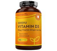 Nutravita Vitamin D3 2000 iu - 365 High Strength Softgels - 6 Month Supply | Max Strength Vitamin D3 Cholecalciferol Supplement - Easy to Swallow - Manufactured in the UK
