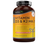 Nutravita Vitamin D3 4000 IU & K2 100μg MK7 (K2VITAL®) - 120 VIT D Capsules not Tablets - Vitamin D3 K2 Supplements - D3K2 Immune Support Supplements - VIT D K2 - Cholecalciferol, K2 MK7 - Made in UK