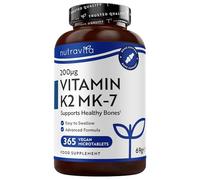 Nutravita Vitamin K2 MK 7 200mcg - 1 Year Supply - 365 Vegan Micro Tablets (Not Capsules) - Supports Maintenance of Normal Bones - High Strength Menaquinone MK7 - Made in The UK
