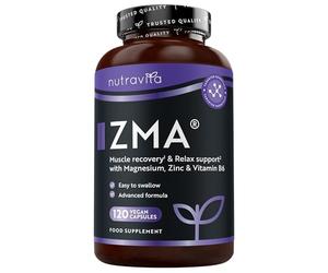 Nutravita ZMA High Strength - 120 Vegan Capsules - Test Booster - Contributes to Testosterone Levels, Normal Muscle Function & Energy Yielding Metabolism - Zinc Magnesium & Vitamin B6