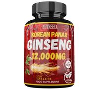 Nutreeya Korean Panax Ginseng Extract 12,000mg (50X) 120 Vegan Tablets - Standardized, Concentrated Root, Non-GMO