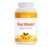 Nutri-Align Mega Vitamin C | 120 High Strength Vitamin C Capsules 1000mg VIT C per Serving - VIT C and Zinc, Iron & Copper Supplement | Gluten & Sugar Free | Made in The UK