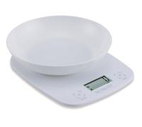NUTRI FIT Digital Food Weight Scale with Removeable Bowl 0.7L, 5kg/11lb Division 1g/0.1oz Kitchen Scale for Cooking Baking 4 Units Measurement in Ounces and Grams, LCD Display, AAA Batteries(White)