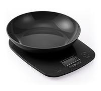 NUTRI FIT Digital Food Weight Scale with Removeable Bowl 0.7L, 5kg/11lb Division 1g/0.1oz Kitchen Scale for Cooking Baking 4 Units Measurement in Ounces and Grams, LCD Display, AAA Batteries(Black)