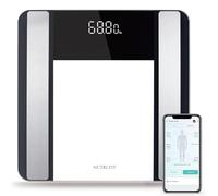 NUTRI FIT Smart Bathroom Scale Transparent Tempered Glass, 28x28cm, 180kg | Bluetooth Body Weight Scale Health Monitor Free APP with 15 Key Values BMI, Body Fat, Muscle Mass, LED Readings, 180kg/400lb