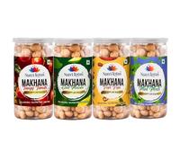 Nutri Lotus Roasted Makhana Combo Pack - 4 Flavors (Tangy, Chat Masala, Peri Peri, Mint Masti) | 80g x 4 | 100% Natural, Vegan, Gluten-Free, Healthy Snack