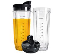 Nutri Ninja 32OZ Replacement Cups,QT 2Packs Nutri Ninja Replacement Cups With Sip & Seal Lids,950ML(32oz) Measuring Scale Cup Mug, FIT FOR Nutri Ninja Auto IQ Series Blenders