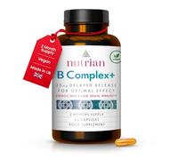 Nutrian Vitamin B Complex - Active Methylfolate (5-MTHF) & Methylcobalamin B12 - Methylated Sustained Release - Supports Energy, Immunity, Brain, Skin & Hair - Vegan - 60 Servings - UK Made