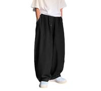 Nutriangee Men's Loose Fit Baggy Jeans Casual Streetwear Wide Leg Hip Hop Oversized Denim Pants, Black, 36