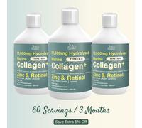 NutriBeauties 12,500mg Hydrolysed Marine Collagen PLUS Zinc & Retinol - 3 Months Supply