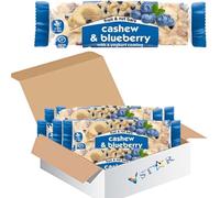 NutriBite Fruit & Nut Bars - 40g - Almond & Apricot, Cashew & Blueberry, Dark Chocolate Cranberry Macadamia, Protein Peanuts & Dark Chocolate - Etnl (12 x Bar, Cashew & Blueberry)