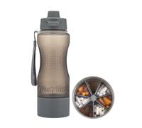 NutriBotl Health Water Bottle Pill Organizer - 33oz Large Capacity - Case for Pills Vitamins Supplements Medication Tablets - Portable 7-Day Pillbox for Travel Gym Office Outdoor - w/Easy Carry Strap