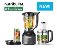 nutribullet Triple Prep System - Jug Blender, Personal Blender & Food Processor All in One - Blends Frozen Fruit, Nuts & Ice - For Smoothies & Juices, Black