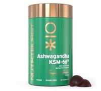 Nutriburst 300mg Ashwagandha + Vitamin B5 & Iodine - Herbal Adaptogen Reduce Tiredness & Fatigue, Supports Mental Performance - Vegan, Sugar Free Supplement - 60 Gummies - 1 Month Supply