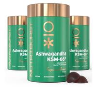 Nutriburst Ashwagandha KSM-66 • 3 Months • Vegan & Sugar Free Gummies | 180 tropical fruit flavour Ashwagandha vitamin gummies to boost mental clarity & reduce fatigue. With Vitamin B5 & Iodine.