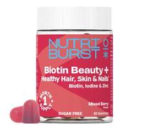 Nutriburst Biotin Beauty - Healthy Hair, Skin & Nails - Vegan Gummies • 2500mcg Biotin with Zinc, Iodine, Vitamins A, C, D3 & E - Mixed Berry Flavour • Sugar Free