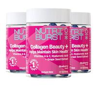 Nutriburst Collagen Beauty - Radiant Skin, Hair & Nails - Hyaluronic Acid, Grape Seed Extract, Biotin, Vitamin A & C - Blueberry Flavour • Vegan & Sugar Free • 90 Gummies (3 Month Supply)