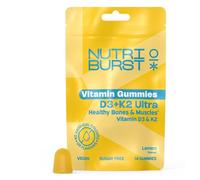 Nutriburst D3 + K2 Ultra Vitamin Gummies -Trial Pouch - Vitamin D3 1000IU (25µg) with Vitamin K2 MK-7 for Bones, Muscles & Immune Support - Sugar Free, Vegan & Halal - 14 Gummies (14 Day Supply)