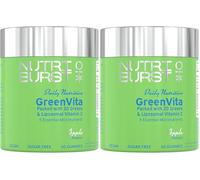 Nutriburst GreenVita - Super Greens Blend Gummies - Fruit + Veg + 100% Fruiting Bodies Mushrooms + 200 Million Live Bacteria Cultures - Boosted with Vitamins - 1 Month Supply - Suitable for Vegans