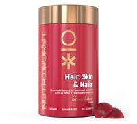 Nutriburst - Hair Skin and Nails Gummies - Biotin Zinc Vitamin E for Thicker Hair & Stronger Nails - Sugar Free Supplements - 60 Gummies 1 Month Supply - Suitable for Vegetarians & Vegans