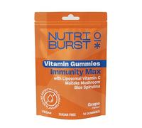 Nutriburst Immunity Max Vitamin Gummies - Liposomal Vitamin C, Vitamin D3 & Zinc with Elderberry, Spirulina & Maitake Mushroom - Immune Support - Sugar Free, Vegan & Halal - 14 Gummies (14 Day Supply)